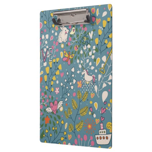 Abstract romantisch patroon met cartoon klembord (Links)