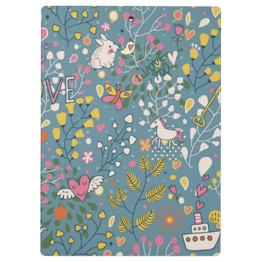 Abstract romantisch patroon met cartoon klembord (Achterkant)