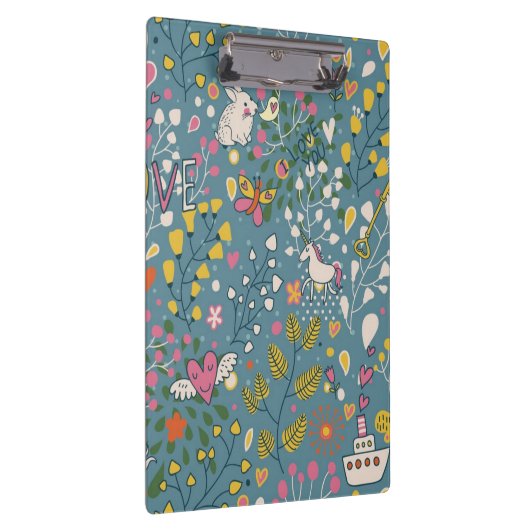 Abstract romantisch patroon met cartoon klembord (Rechts)