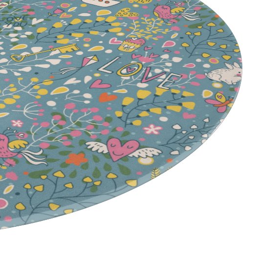 Abstract romantisch patroon met cartoon snijplank (Hoek)