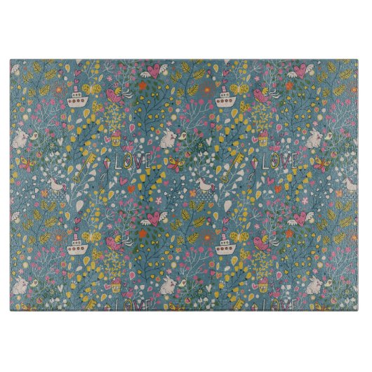 Abstract romantisch patroon met cartoon snijplank (Voorkant)