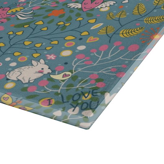 Abstract romantisch patroon met cartoon snijplank (Hoek)