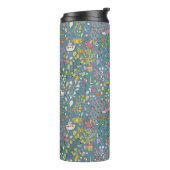 Abstract romantisch patroon met cartoon thermosbeker (Gedraaid links)