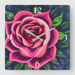 Abstract Romantisch Roze Bloom Vierkante Klok
