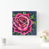 Abstract Romantisch Roze Bloom Vierkante Klok (Huis)