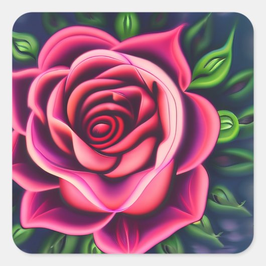 Abstract Romantisch Roze Bloom Vierkante Sticker (Voorkant)