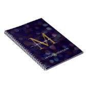 Abstract rond zwart Patroon Gold Monogram blauw Notitieboek (Rechterzijde)