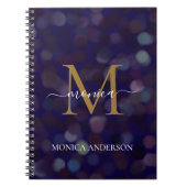 Abstract rond zwart Patroon Gold Monogram blauw Notitieboek (Voorkant)