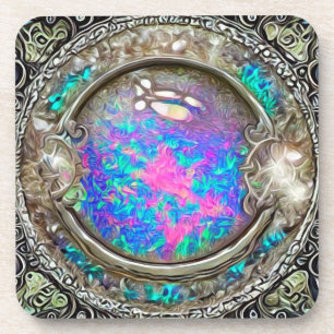 Abstract Ronde Geschilderde Opal Edelssteen Bier Onderzetter