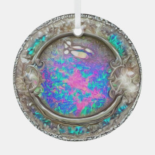 Abstract Ronde Geschilderde Opal Edle Steen Glas Ornament