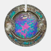 Abstract Ronde Geschilderde Opal Edle Steen Glas Ornament (Achterkant)
