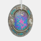 Abstract Ronde Geschilderde Opal Edle Steen Glas Ornament (Voorkant Rechts)