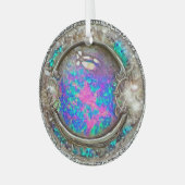 Abstract Ronde Geschilderde Opal Edle Steen Glas Ornament (Voorkant links)
