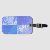 Abstract rondgestrooide turquoise en paars bagagelabel (Voorkant (horizontaal))