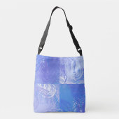 Abstract rondgestrooide turquoise en paars crossbody tas (Achterkant)
