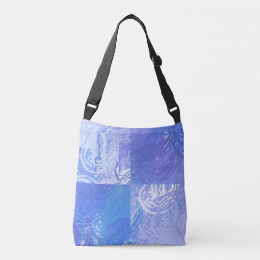 Abstract rondgestrooide turquoise en paars crossbody tas (Voorkant)