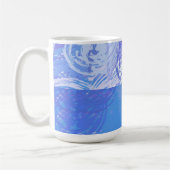 Abstract rondgestrooide turquoise en paars koffiemok (Links)