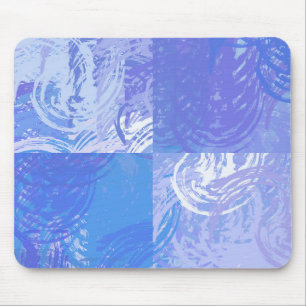 Abstract rondgestrooide turquoise en paars muismat