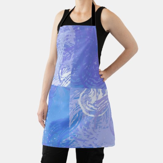 Abstract rondgestrooide turquoise en paars schort (Insitu)