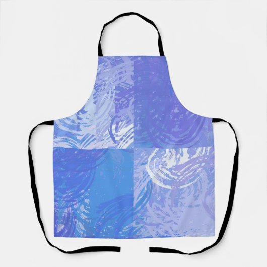 Abstract rondgestrooide turquoise en paars schort (Voorkant)