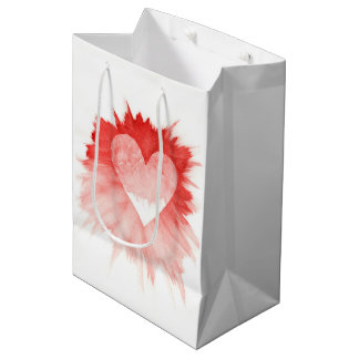 Abstract Rood Aquarel Spat Hart Groot Cadeaudoosje Medium Cadeauzakje