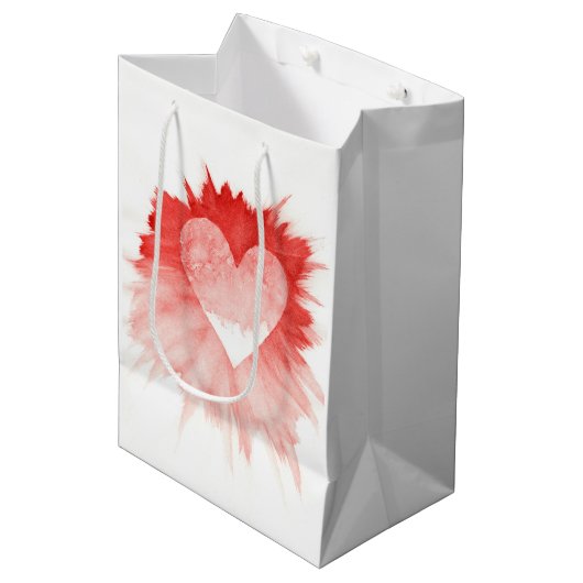 Abstract Rood Aquarel Spat Hart Groot Cadeaudoosje Medium Cadeauzakje (Voorkant Gekanteld)