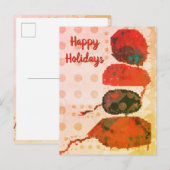 Abstract Rood Beige Digitale Kunst Prettig Kerstfe Briefkaart (Voorkant / Achterkant)