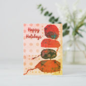 Abstract Rood Beige Digitale Kunst Prettig Kerstfe Briefkaart (Staand voorkant)