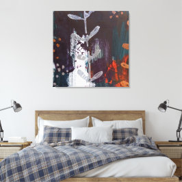Abstract rood, blauw, aardetinten en plantaardig d canvas afdruk