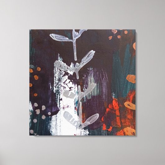 Abstract rood, blauw, aardetinten en plantaardig d canvas afdruk (Voorkant)