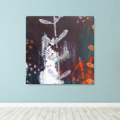 Abstract rood, blauw, aardetinten en plantaardig d canvas afdruk (Insitu (Houten vloer))