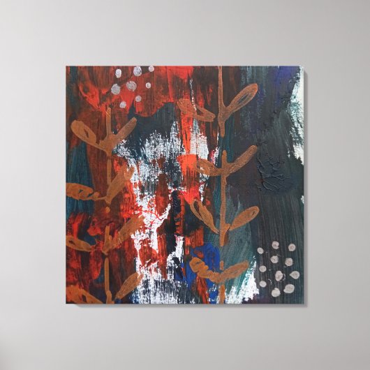 Abstract Rood, Blauw, Aardetinten met Plantaardige Canvas Afdruk (Voorkant)