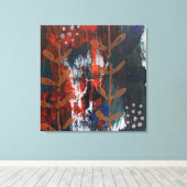 Abstract Rood, Blauw, Aardetinten met Plantaardige Canvas Afdruk (Insitu (Houten vloer))