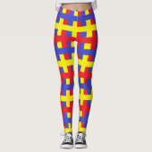 Abstract rood, blauw en geel leggings (Voorkant)