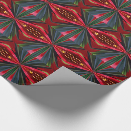 Abstract rood blauw en roze patroon cadeaupapier (Hoek)