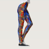 Abstract rood blauw geel en groen patroon leggings (Rechts)