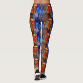 Abstract rood blauw geel en groen patroon leggings (Achterkant)