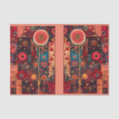 Abstract Rood Bloemen Quilt Stijl Decoupage L+R 14 Tissuepapier (Voorkant)