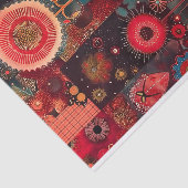 Abstract Rood Bloemen Quilt Stijl Decoupage Righ 1 Tissuepapier (Detail)