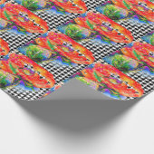 Abstract rood bloemig watercolorhoundstooth patroo cadeaupapier (Hoek)