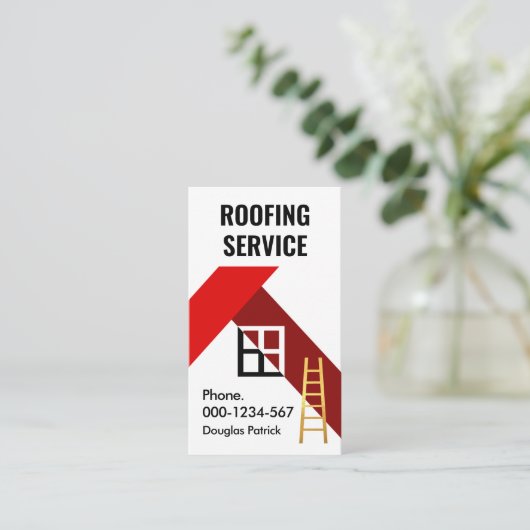 Abstract rood dakgebouw visitekaartje (Staand voorkant)