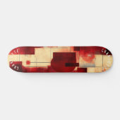 Abstract rood en beige geometrisch skateboard dek (Horizontaal)