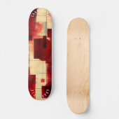 Abstract rood en beige geometrisch skateboard dek (Voorkant)