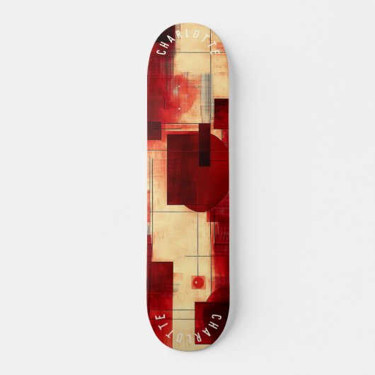 Abstract rood en beige geometrisch skateboard dek (Voorkant)