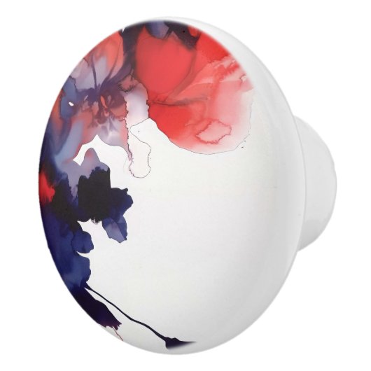 Abstract rood en blauw keramische knop (Rechts)