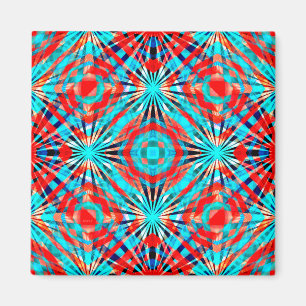 Abstract rood en blauw patroon magneet