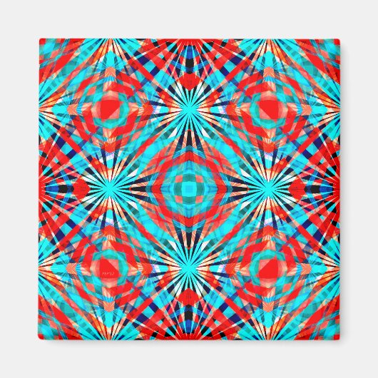Abstract rood en blauw patroon magneet (Voorkant)