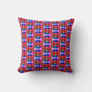 Abstract rood en blauw patroon met blauwe cirkels kussen