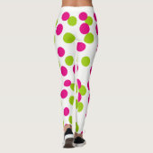 Abstract Rood en Blauw Patroon met Lijn en Stippen Leggings (Achterkant)