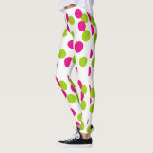 Abstract Rood en Blauw Patroon met Lijn en Stippen Leggings (Links)